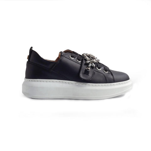 Italian Women Black Leather Shoes #1270