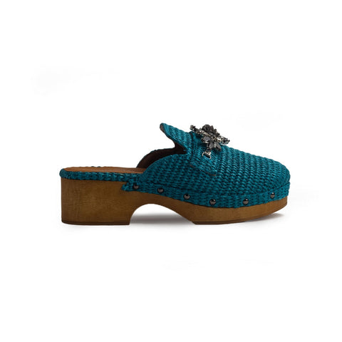 Italian Women Turquoise Leather Wedges #1281