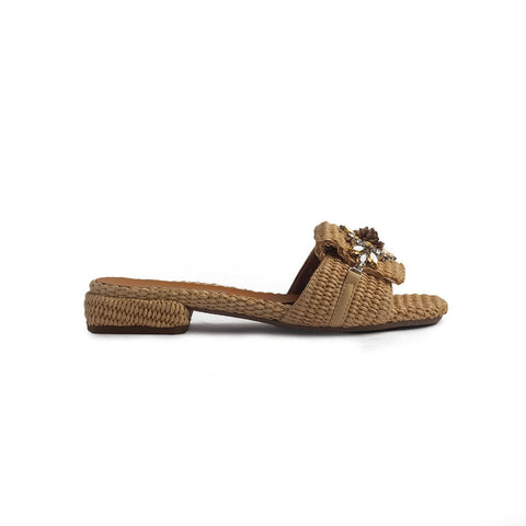 Italian Women Beige Leather Slipper #1288