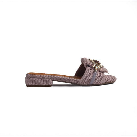 Italian Women Purple Leather Slipper #1290