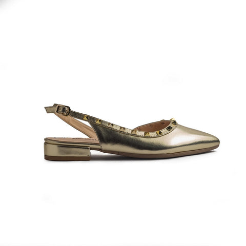 Italian Women Gold Leather Mules #1297