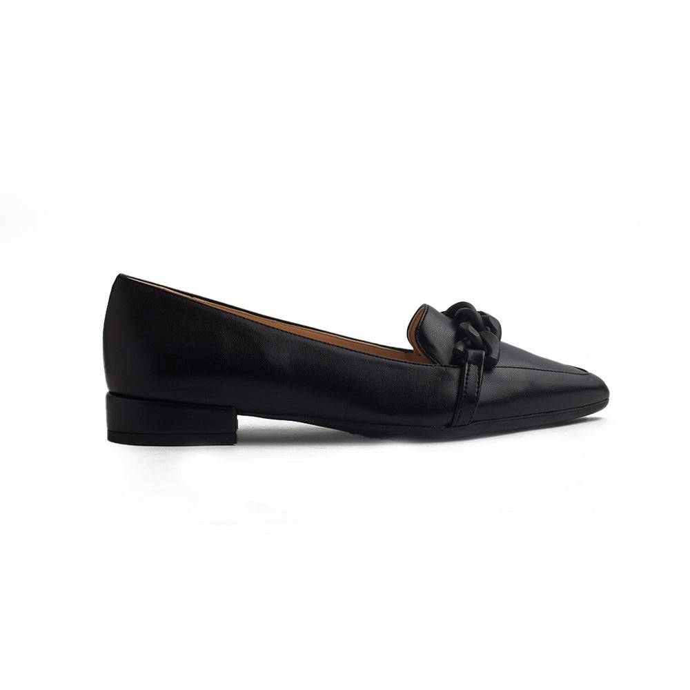 Italian Women Black Leather Shoes #1298