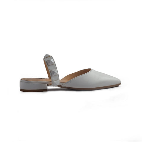 Italian Women White Leather Mules #1301