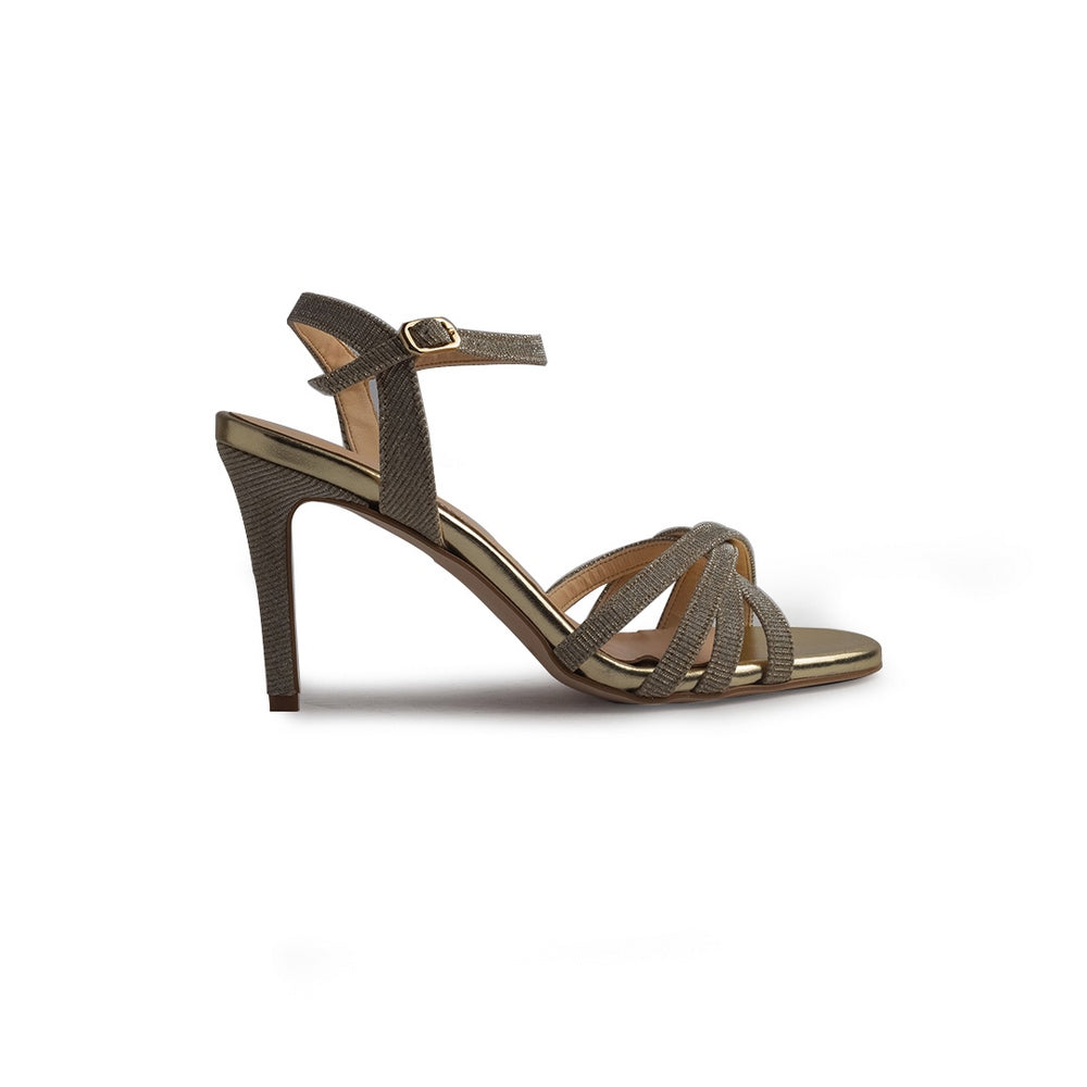 Italian Women Gold Satin Soiree Sandal #1325