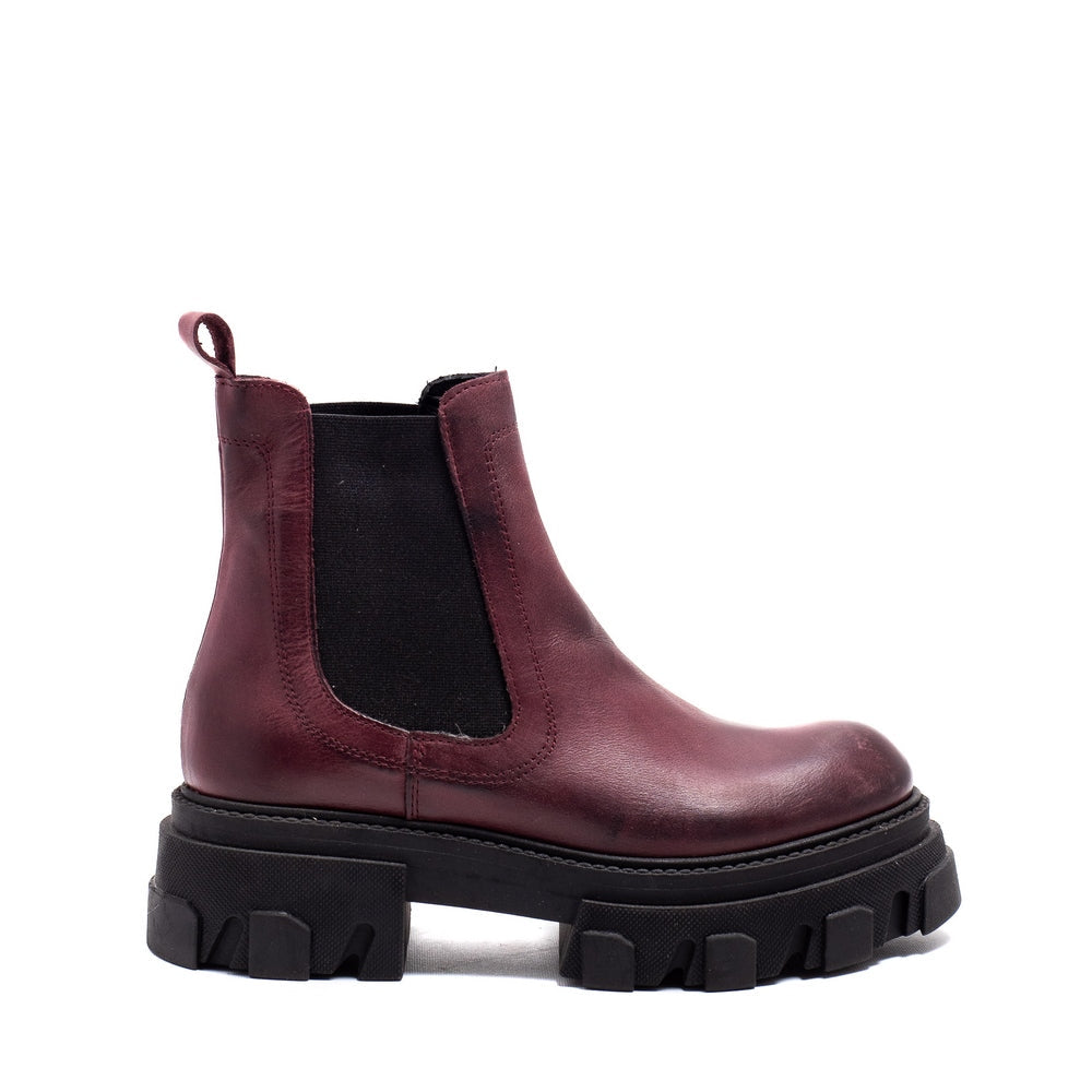 Italian Women Maroon Leather Half Boot #0135