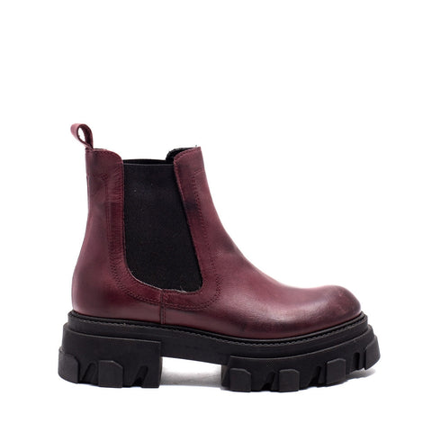 Italian Women Maroon Leather Half Boot #0135