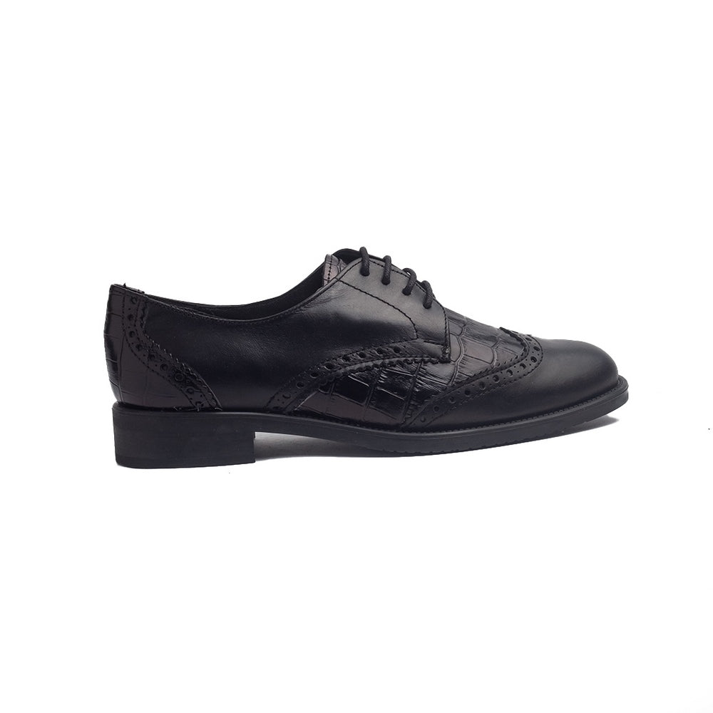 Spanish Women Black Leather Shoes #1378
