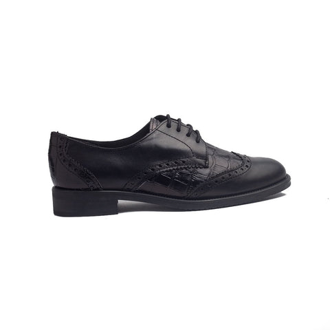 Spanish Women Black Leather Shoes #1378