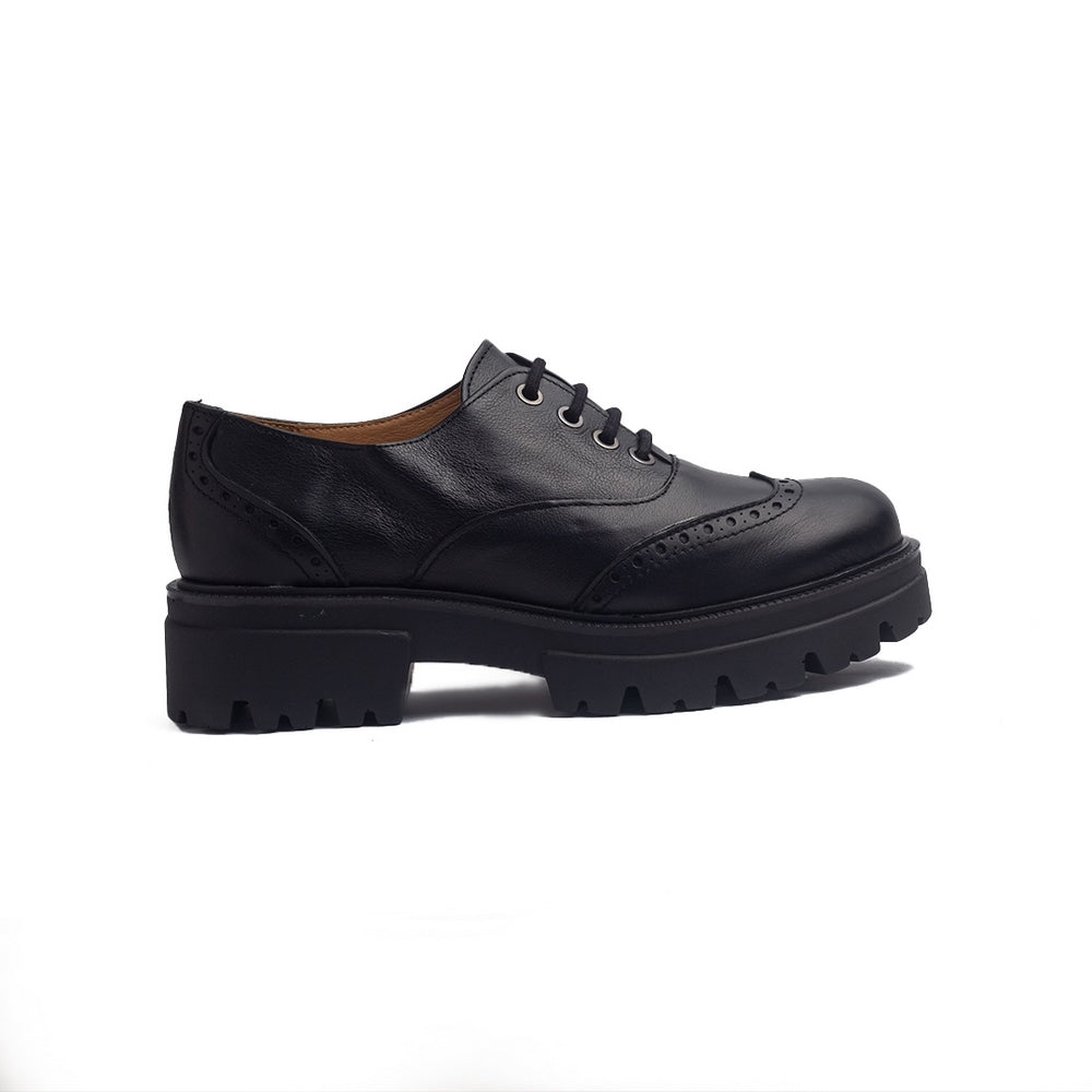 Spanish Women Black Leather Shoes #1389