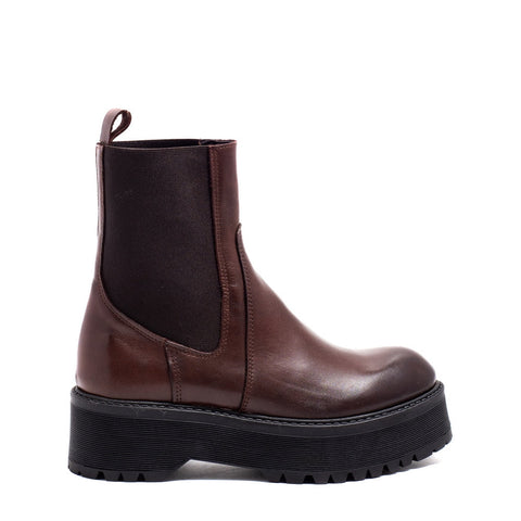 Italian Women Brown Leather Half Boot #0139