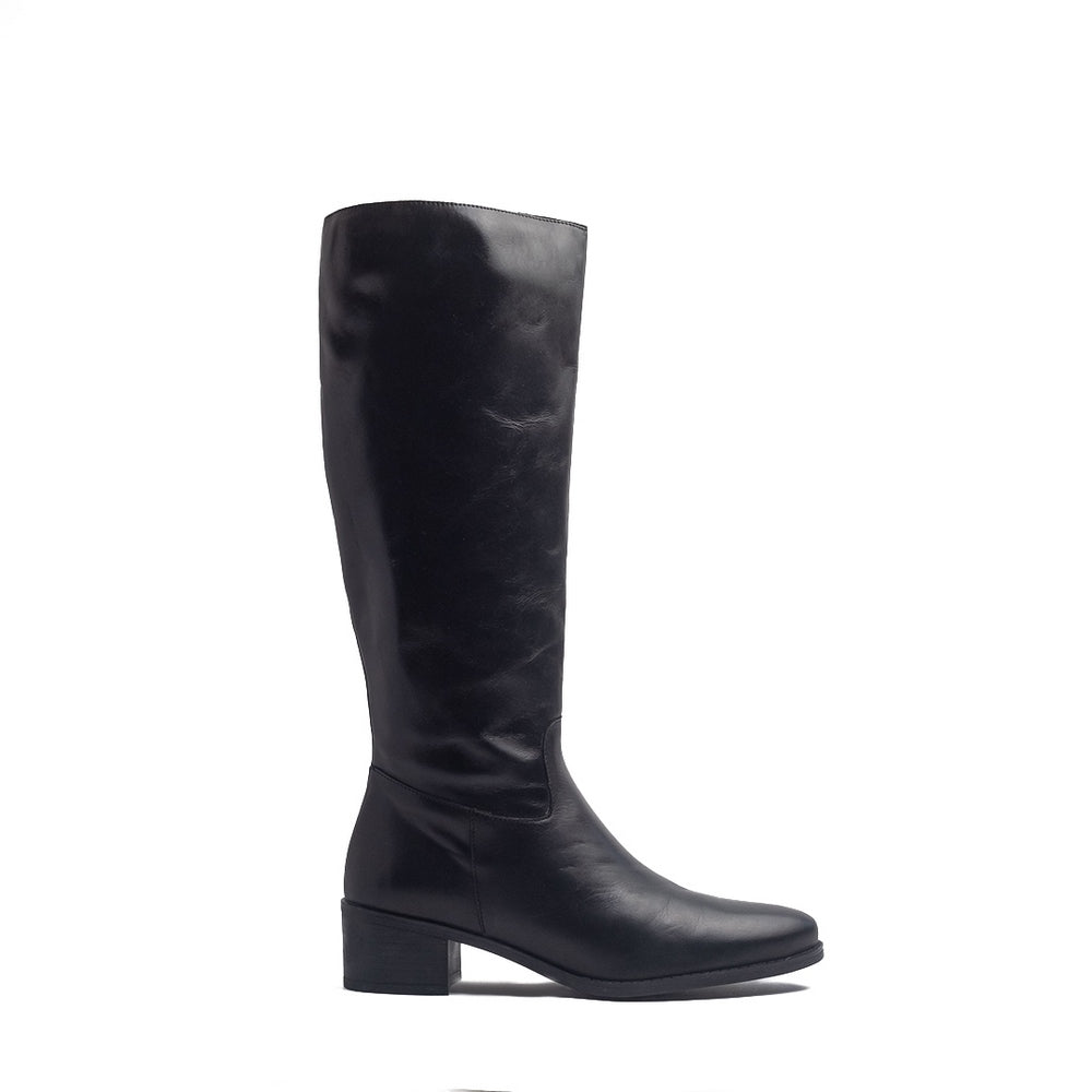 Spanish Women Black Leather Boots #1417
