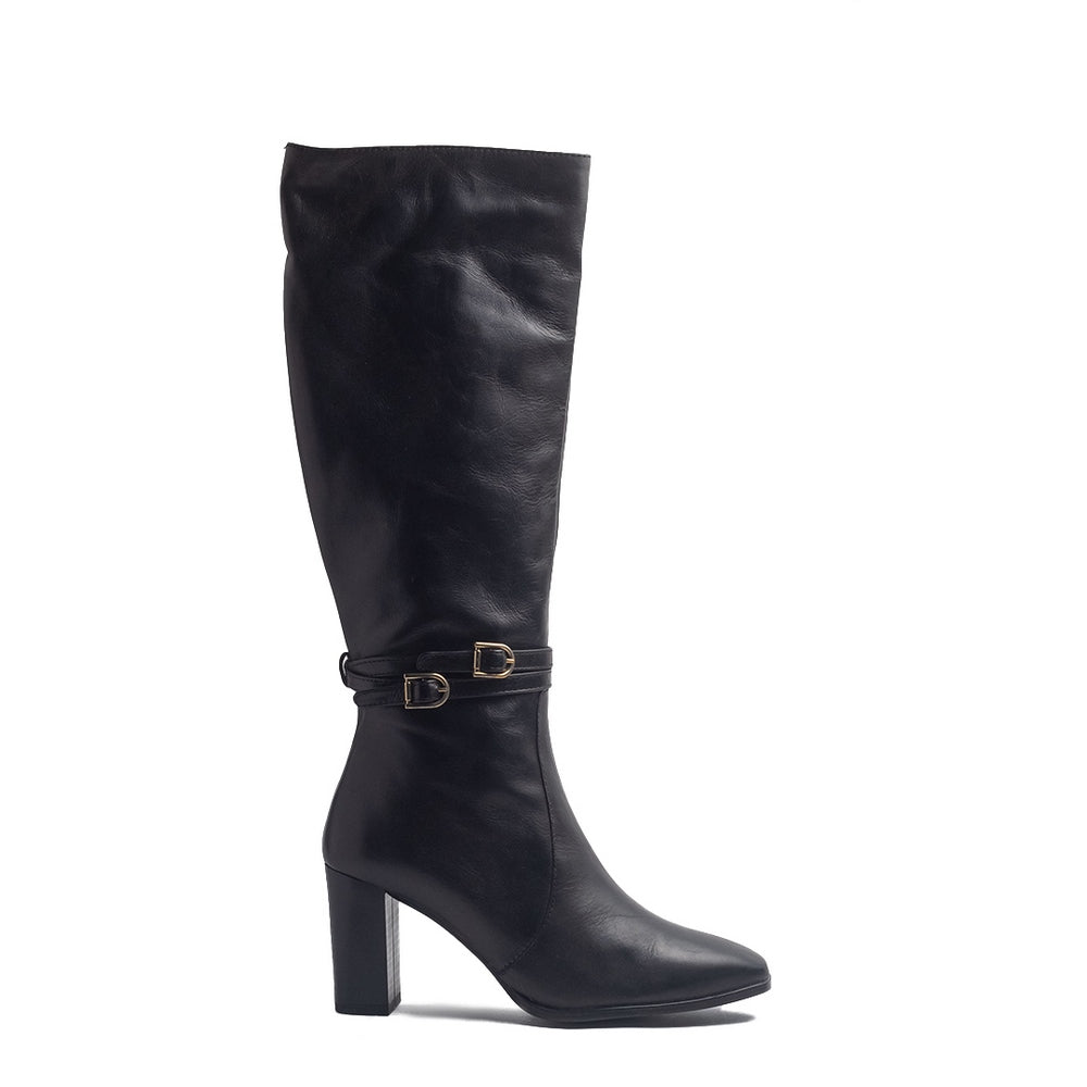 Spanish Women Black Leather Boots #1426