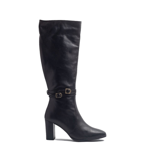 Spanish Women Black Leather Boots #1426