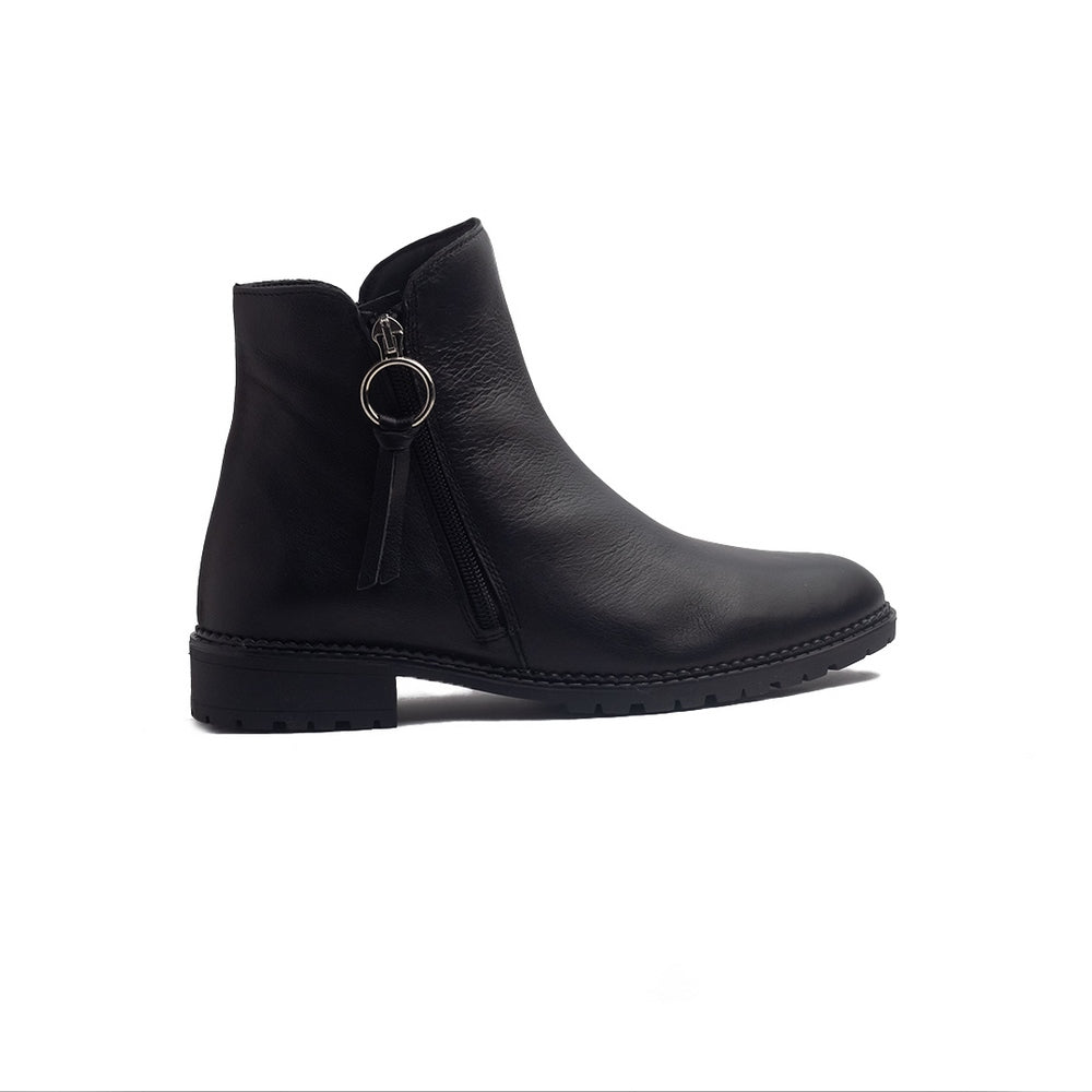 Spanish Women Black Leather Half Boot #1438