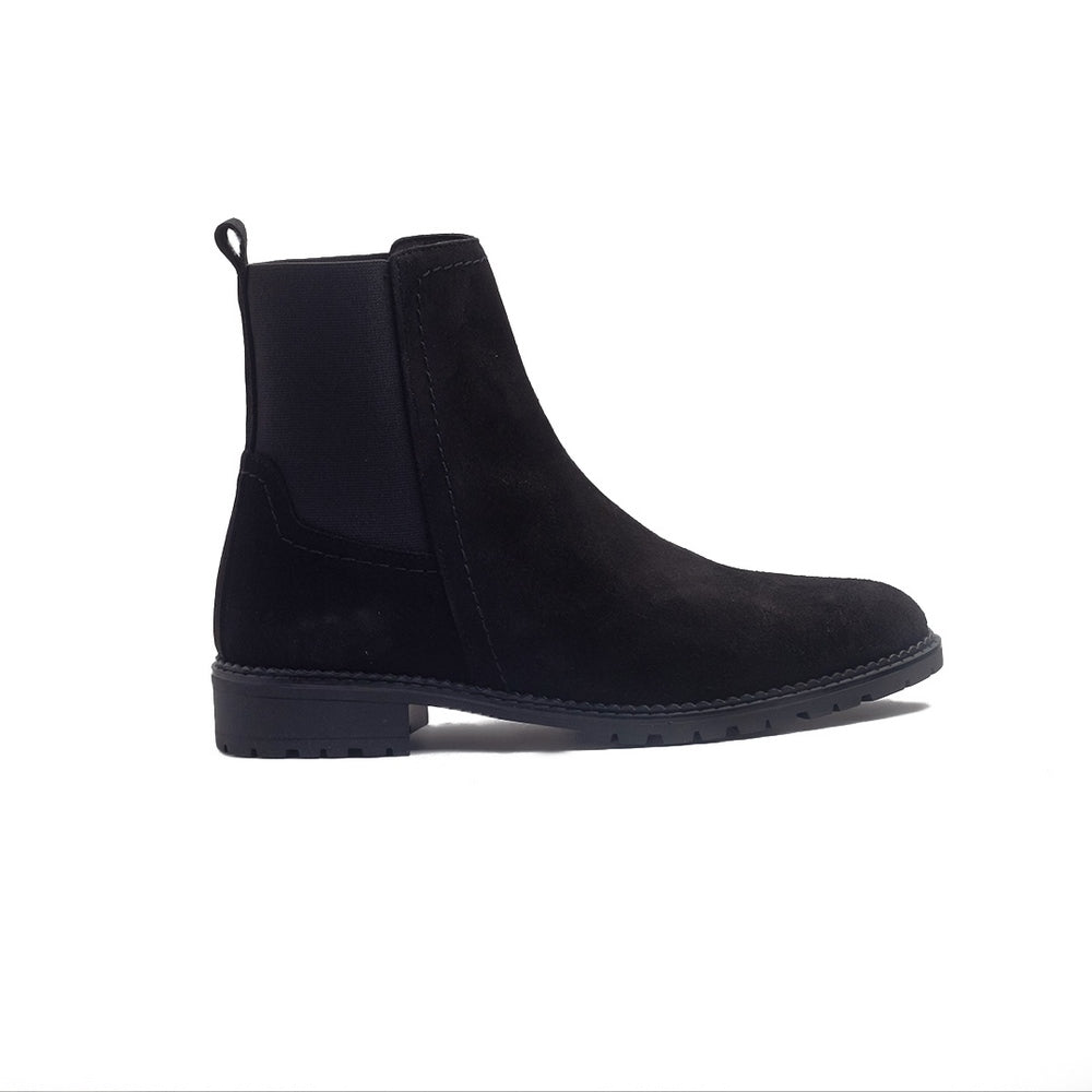 Spanish Women Black Chamois Half Boot #1442