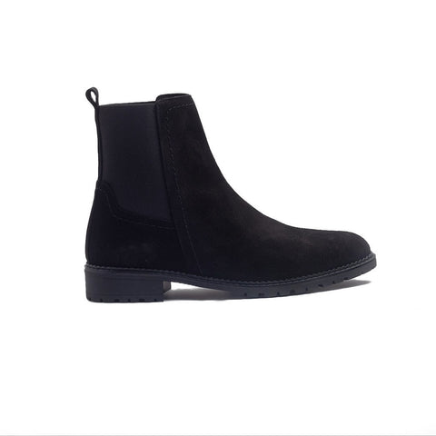 Spanish Women Black Chamois Half Boot #1442