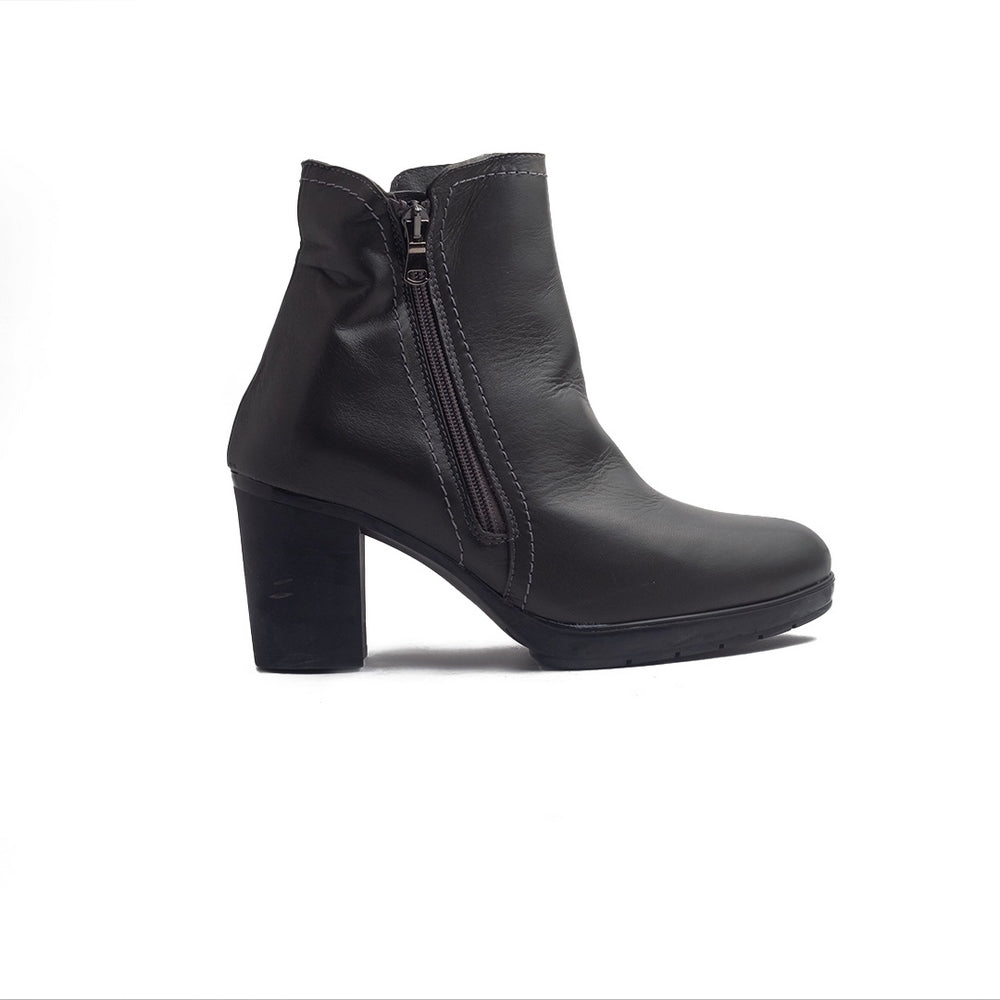 Spanish Women Grey Leather Half Boot #1457