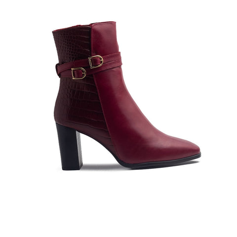 Spanish Women Maroon Leather Half Boot #1464