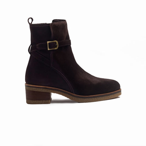 Spanish Women Brown Chamois Half Boot #1470