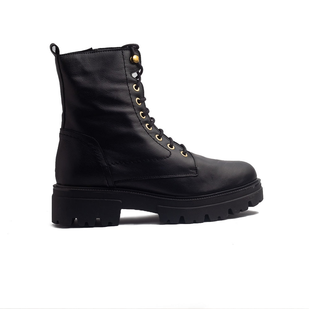 Spanish Women Black Leather Half Boot #1471
