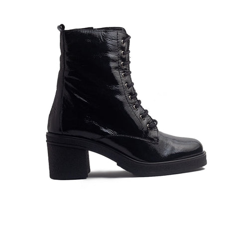 Spanish Women Black Vernis Leather Half Boot #1475