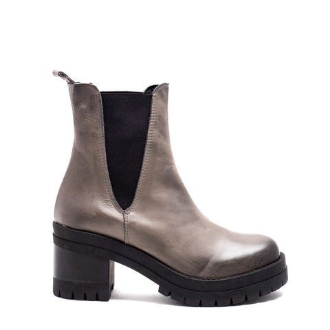 Italian Women Grey Leather Half Boot #0147