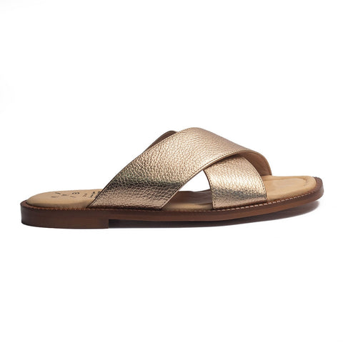 Spanish Women Gold Leather Slipper #1514