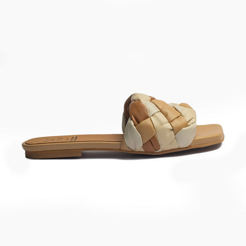 Spanish Women Beige Leather Slipper #1518