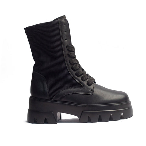 Spanish Women Black Leather Half Boot #1525