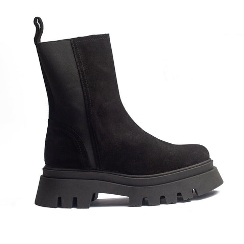 Spanish Women Black Chamois Half Boot #1530