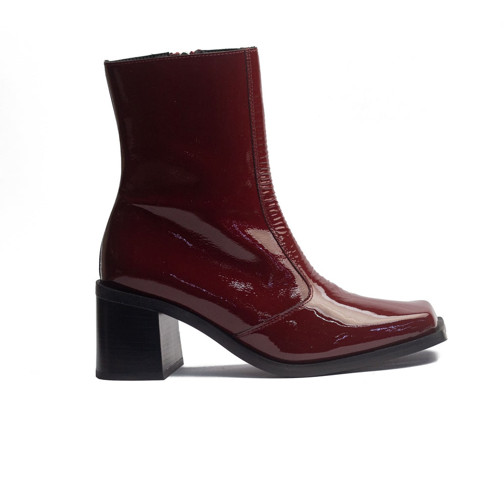 Spanish Women Maroon Vernis Leather Half Boot #1531