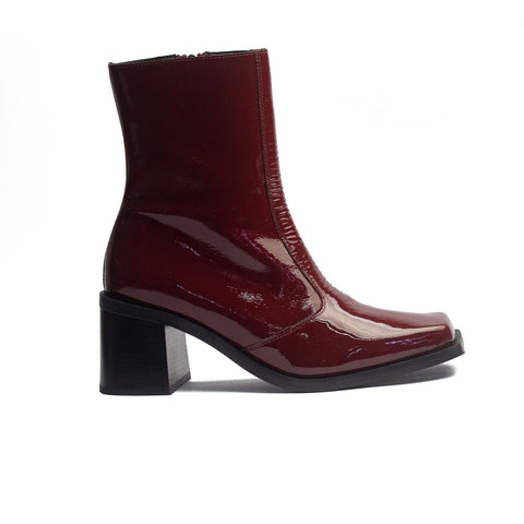 Spanish Women Maroon Vernis Leather Half Boot #1531
