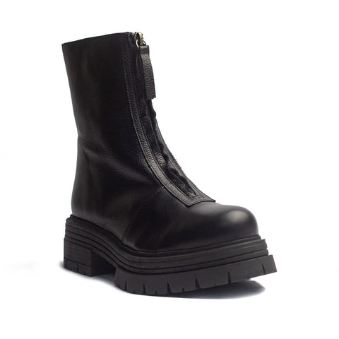 Spanish Women Black Leather Half Boot #1535