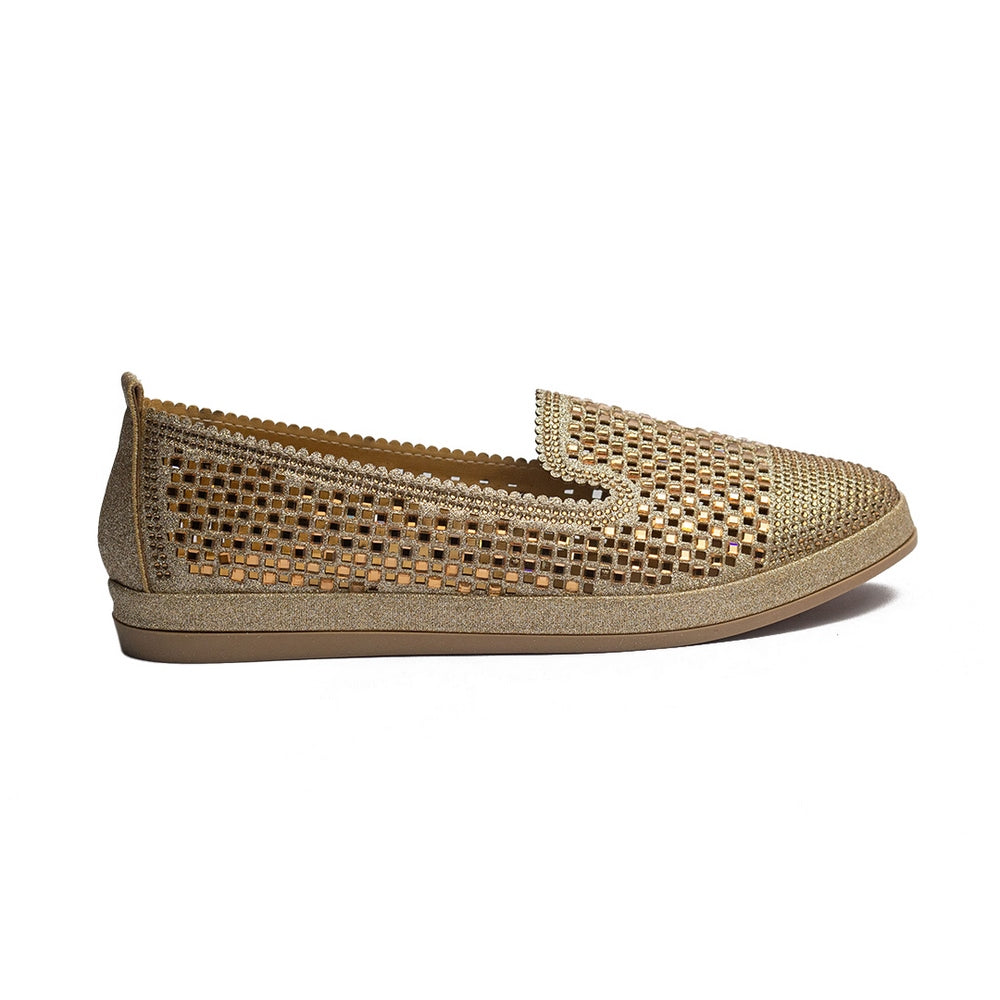 Turkish Women Gold Cloth Espadrilles #1567