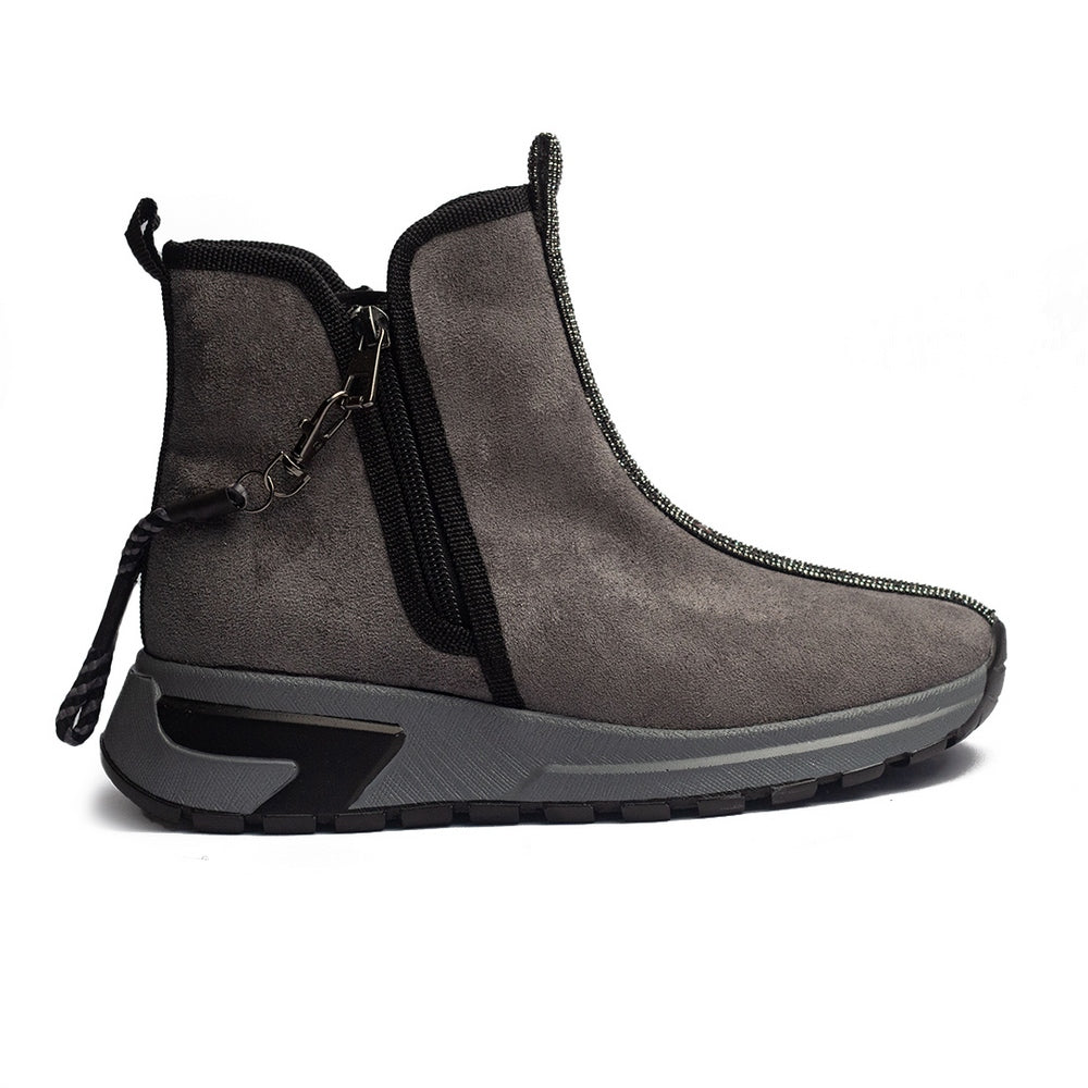 Turkish Women Grey Chamois Half Boot #1587