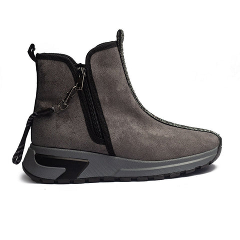 Turkish Women Grey Chamois Half Boot #1587