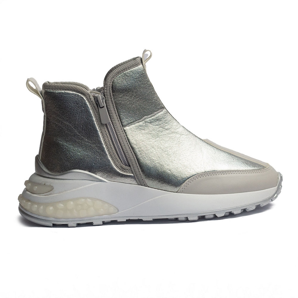 Turkish Women Silver Leather Half Boot #1589