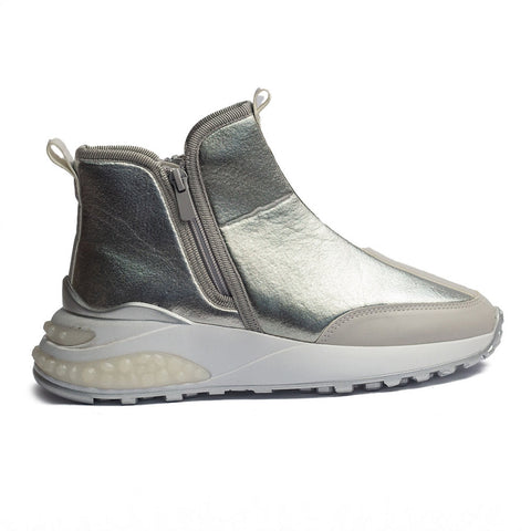 Turkish Women Silver Leather Half Boot #1589