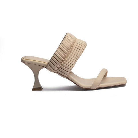 Turkish Women Beige Cloth Heels #1603