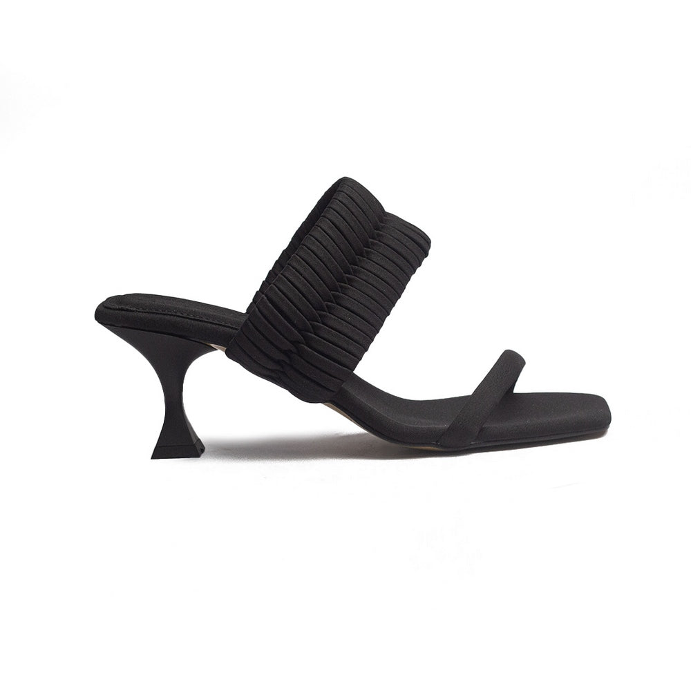 Turkish Women Black Cloth Heels #1604