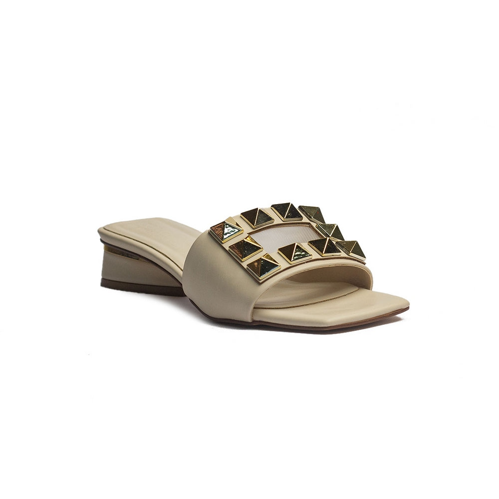 Turkish Women Beige Leather Heels #1607