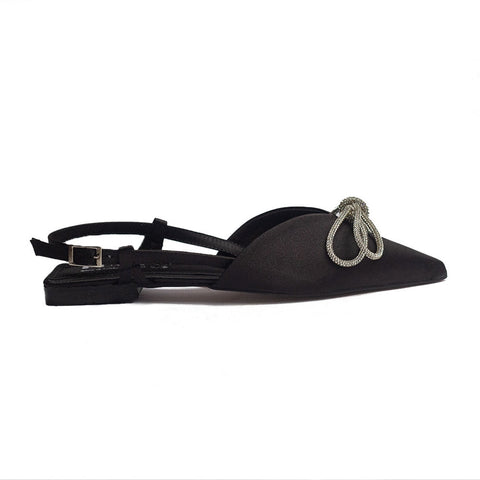 Turkish Women Black Satin Mules #1609