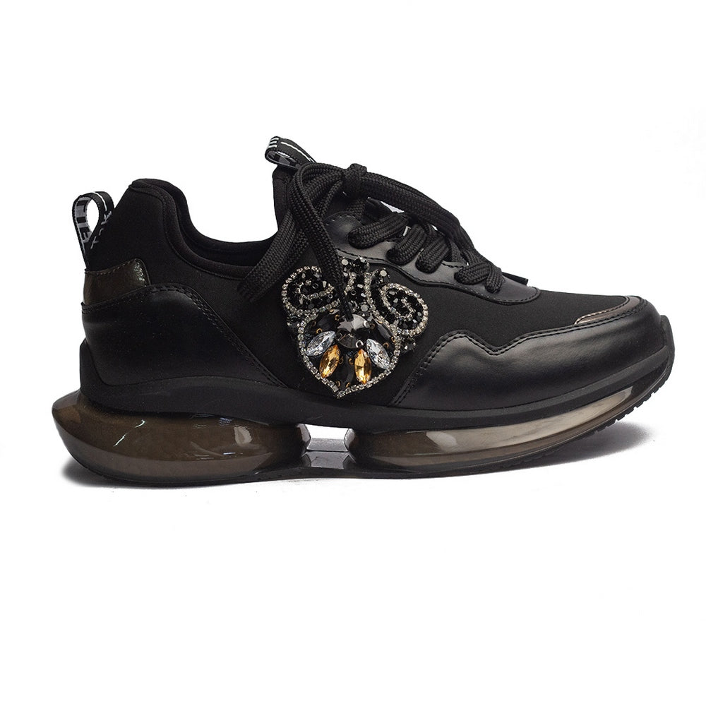 Turkish Women Black Leather * Cloth Shoes #1621