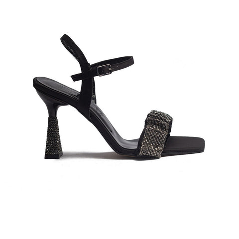Turkish Women Black Satin Heels #1630