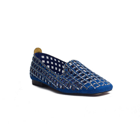 Turkish Women Blue Chamois Shoes #1638