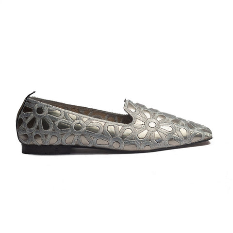 Turkish Women Silver Leather Shoes #1649