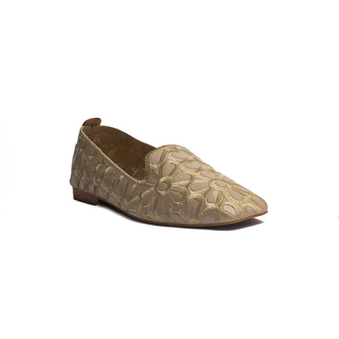 Turkish Women Gold Leather Shoes #1650