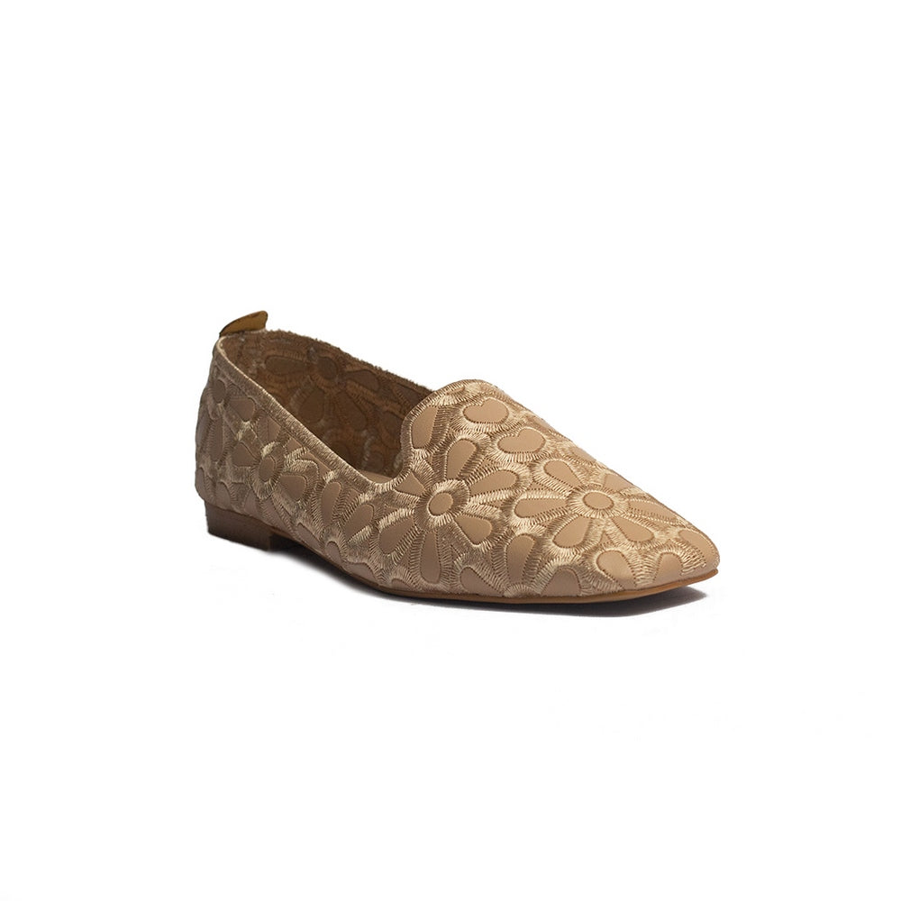 Turkish Women Beige Leather Shoes #1652