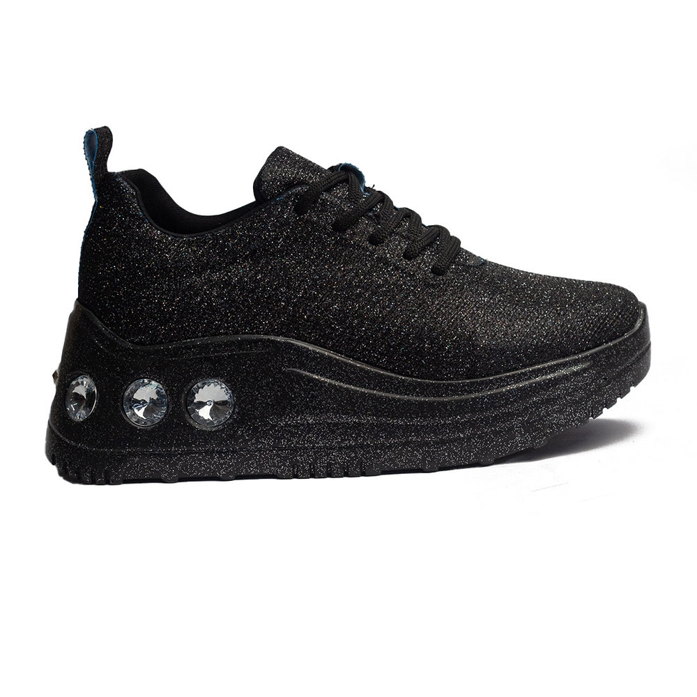 Turkish Women Black Glitter Shoes #1662