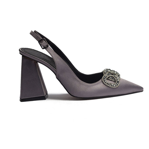 Turkish Women Grey Satin Heels #1680